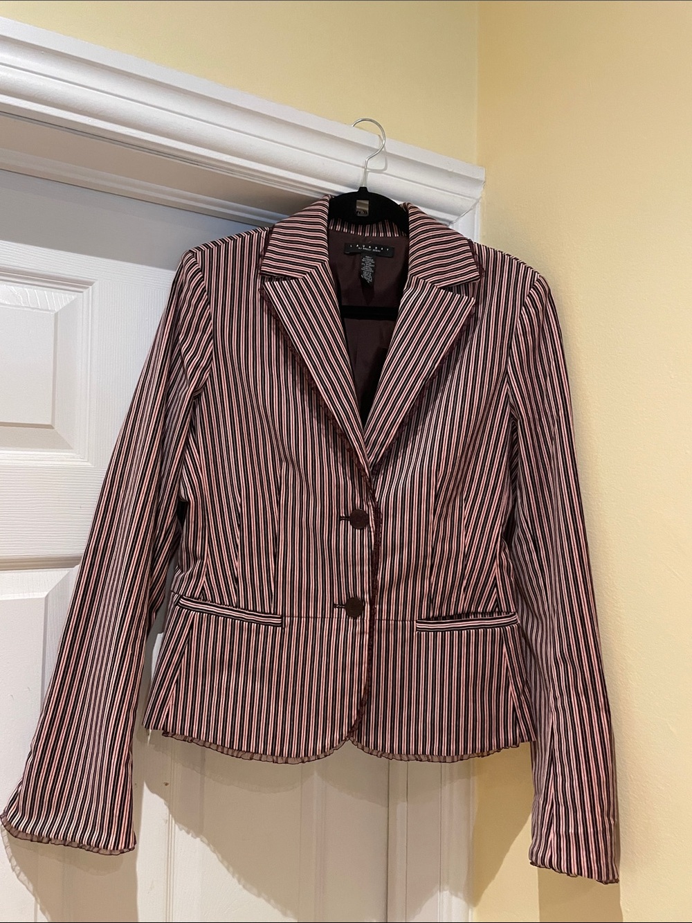 Laundry By Shelli Segal Velvet Striped Blazer Y2K Coquette Light Academia 10